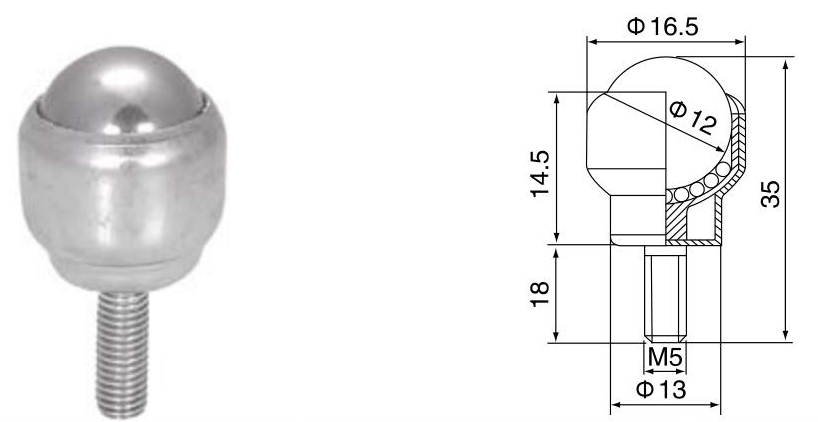 bolt-fixing ball transfer unit unité de transfert à billes à fixation par boulon