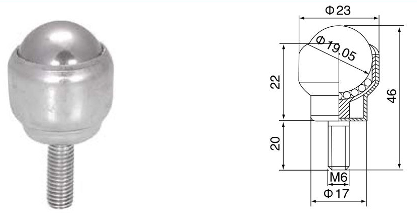bolt-fixing ball transfer unit unité de transfert à billes à fixation par boulon