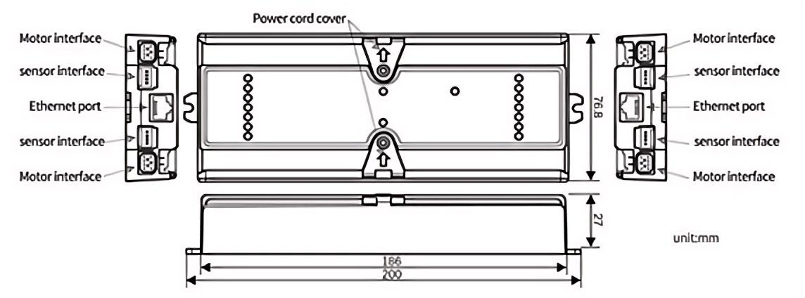 Dimensions et interface du contr&ocirc;leur de rouleau d'entra&icirc;nement de moteur H100 