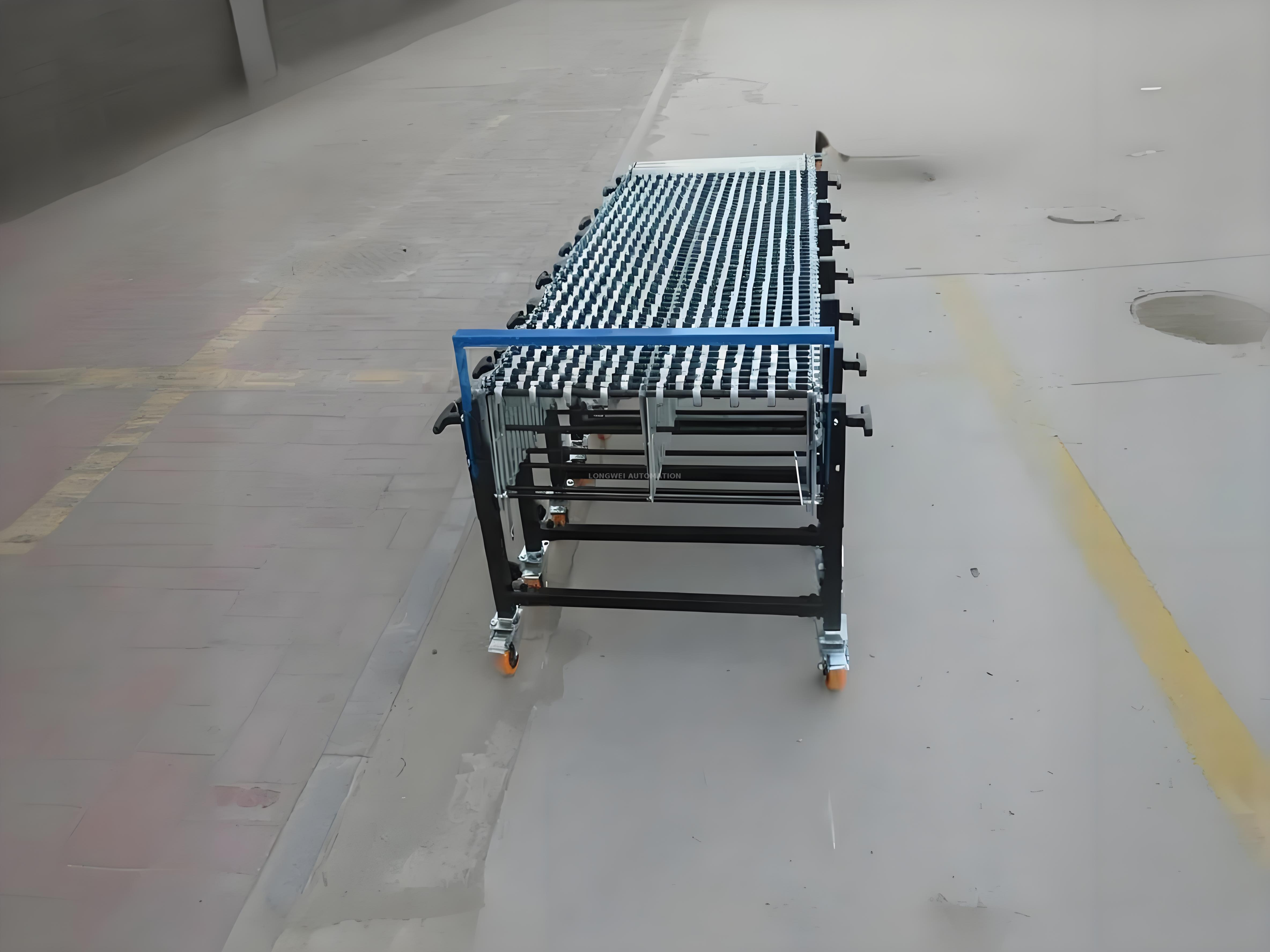 Convoyeur de roues à roulettes en acier extensible flexible pour manutention des matériaux