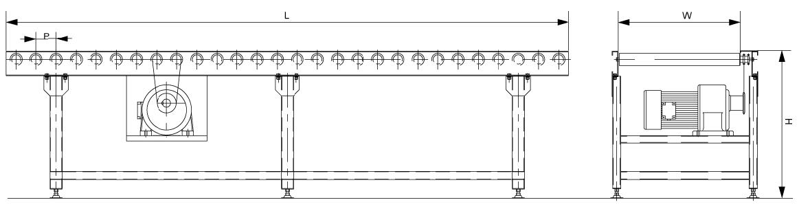 convoyeur &agrave; rouleaux &agrave; double cha&icirc;ne de pignon