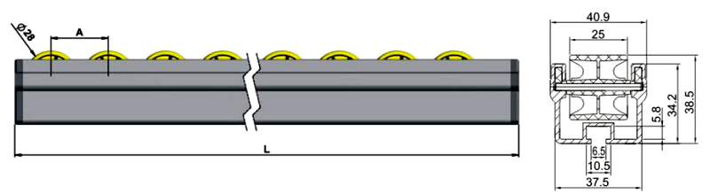 piste de roue d'&eacute;coulement en aluminium