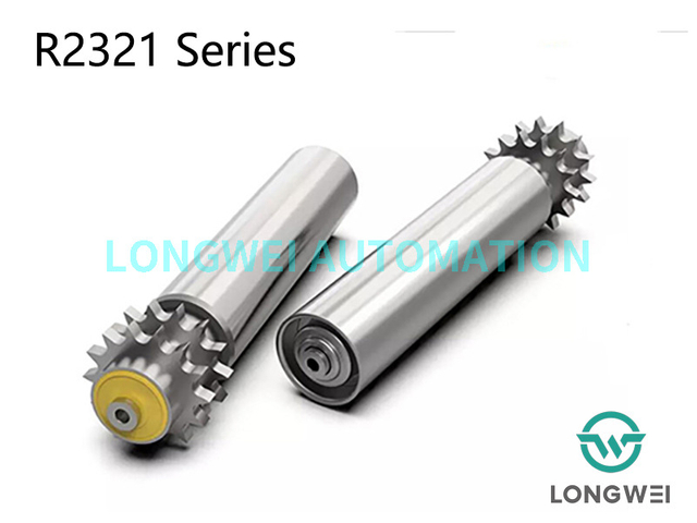 Rouleau de convoyeur de palettes à pignon en acier à double rangée pour charges lourdes