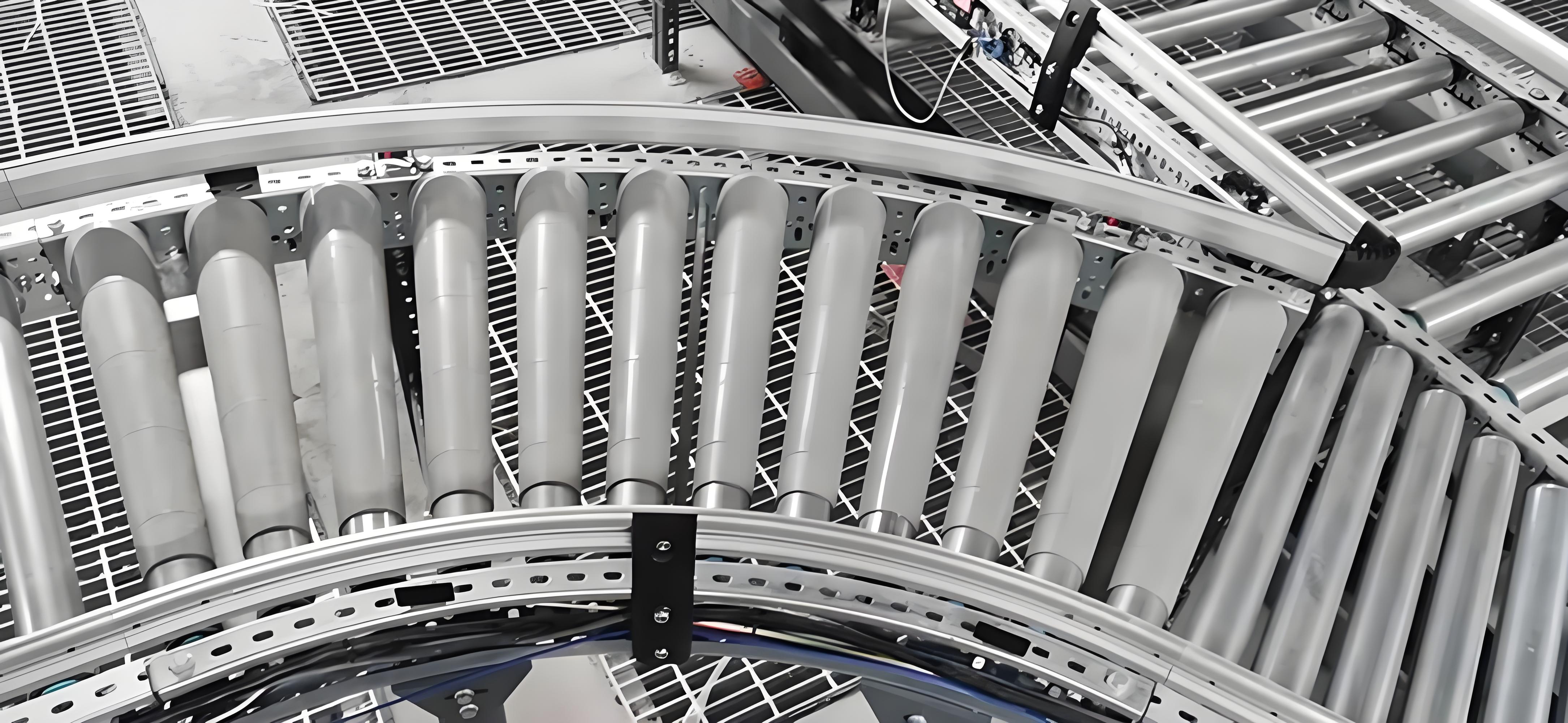 convoyeur &agrave; rouleaux courbes