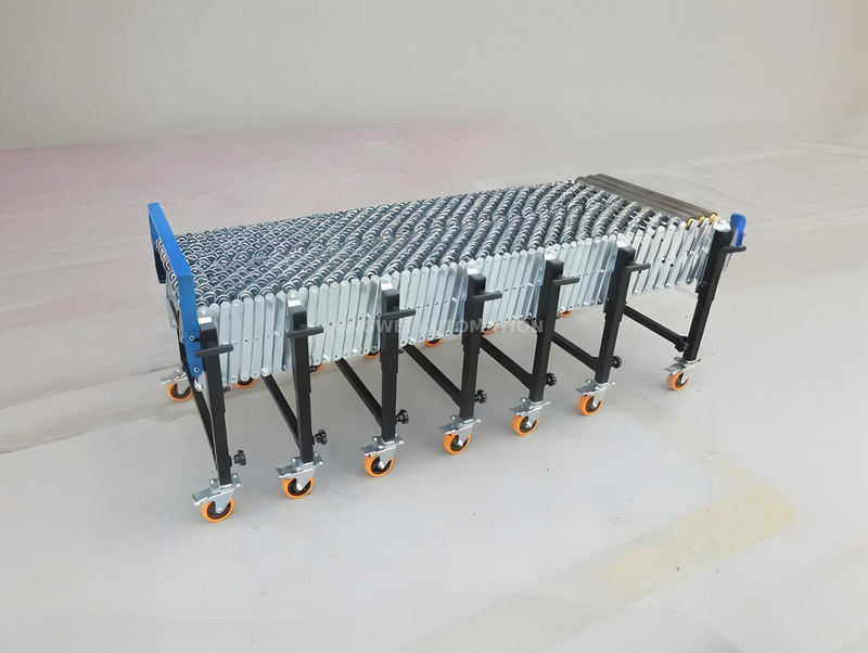 Convoyeur de roues à roulettes en acier extensible flexible pour manutention des matériaux