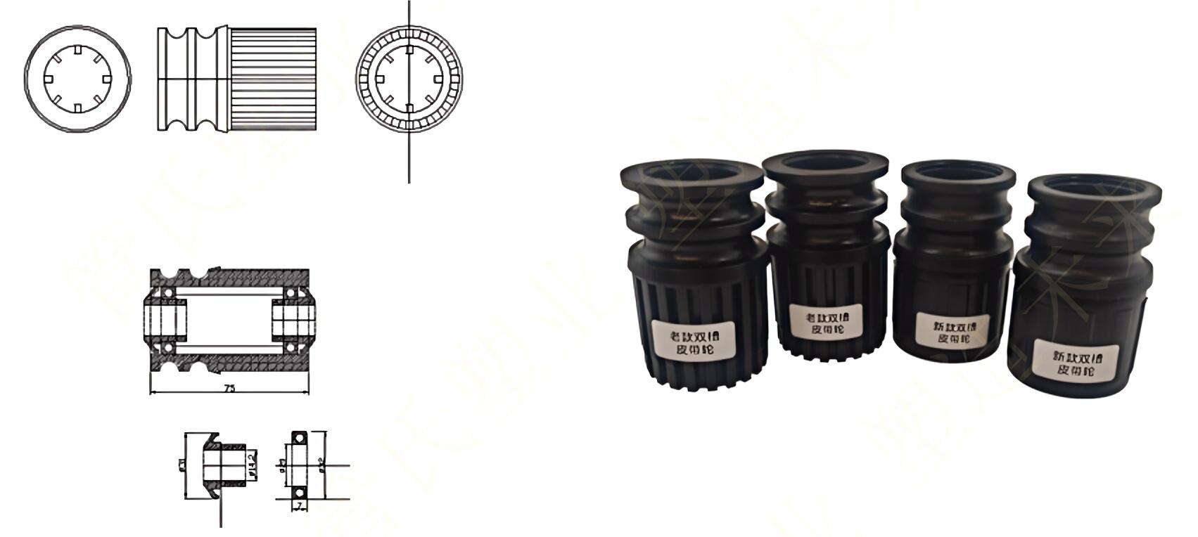 poulie &agrave; double rainure du rouleau de convoyeur