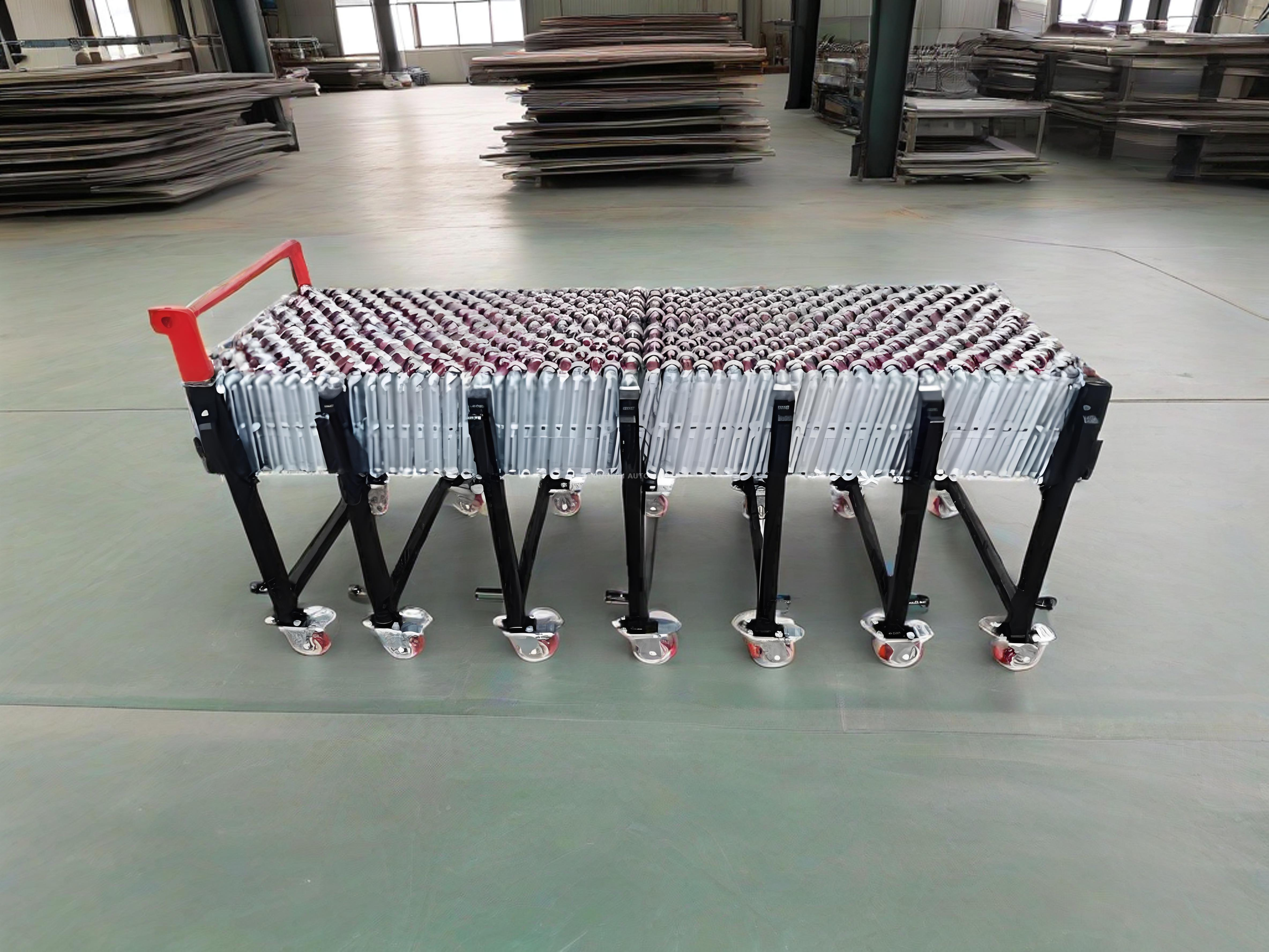 Convoyeur de roues à roulettes en acier extensible flexible pour manutention des matériaux