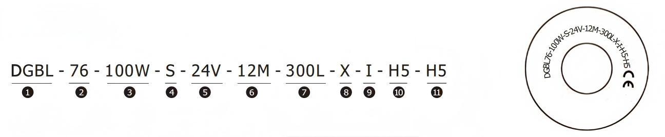 DGBL76 Motor Drive Roller Model No. Exemple
