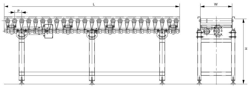 convoyeur &agrave; rouleau rainur&eacute;