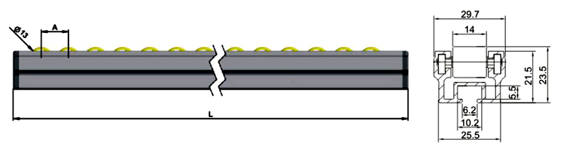 piste de roue &agrave; flux de cartons