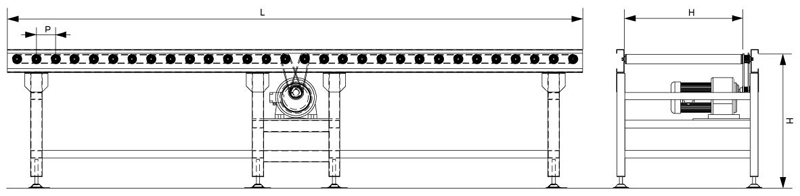 Convoyeur &agrave; rouleau &agrave; courroie dent&eacute;