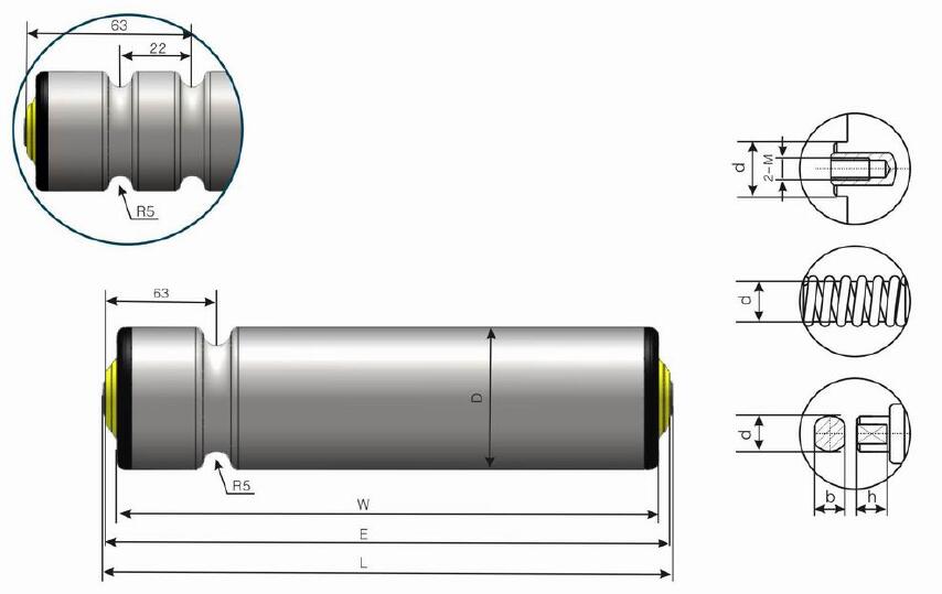 Rouleau de convoyeur &agrave; bande torique &agrave; rainure unique en acier galvanis&eacute; DR230