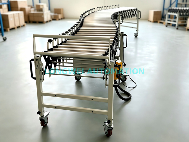 Convoyeur à rouleaux extensible flexible motorisé 