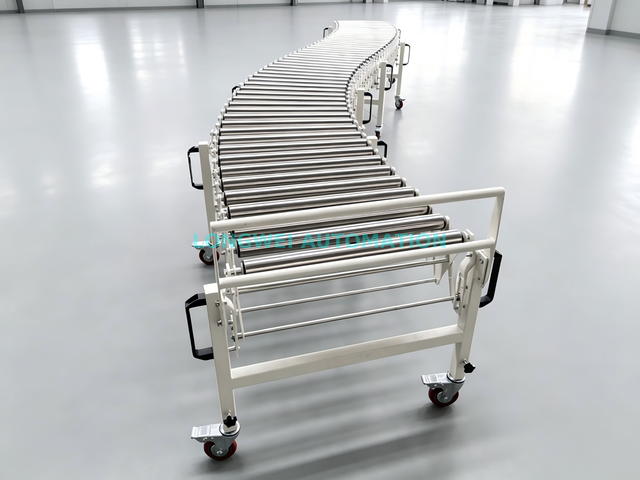 Convoyeur à rouleaux à gravité extensible et flexible, rotation à 360 degrés, pour entrepôt