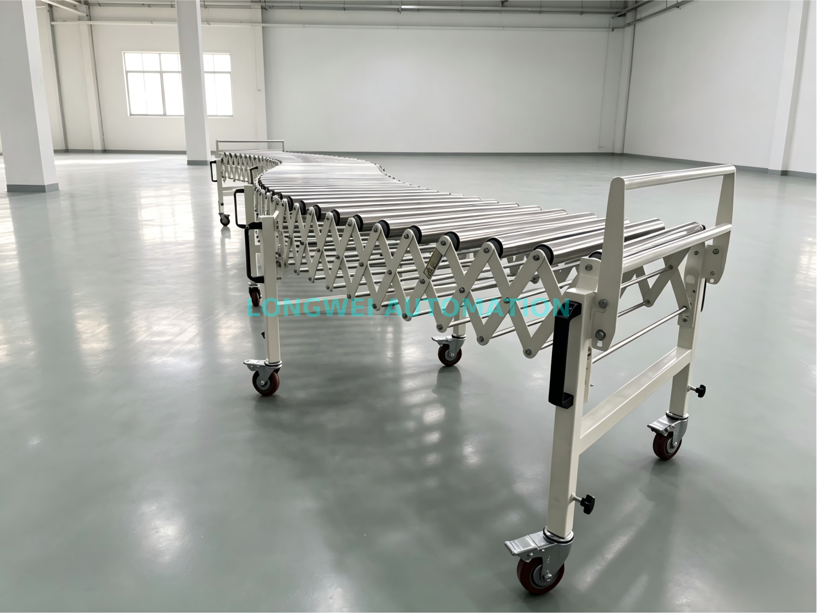 Convoyeur à rouleaux à gravité extensible et flexible, rotation à 360 degrés, pour entrepôt